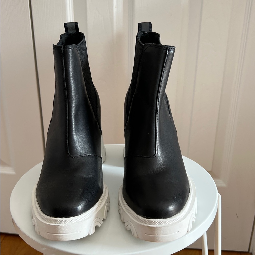 Sorel Brex Waterproof Platform Block Heel Chelsea Boot Black Size 9 - Picture 9 of 13